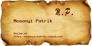 Mosonyi Patrik névjegykártya